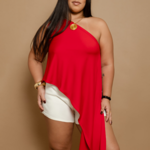 Blusa assimétrica intensa