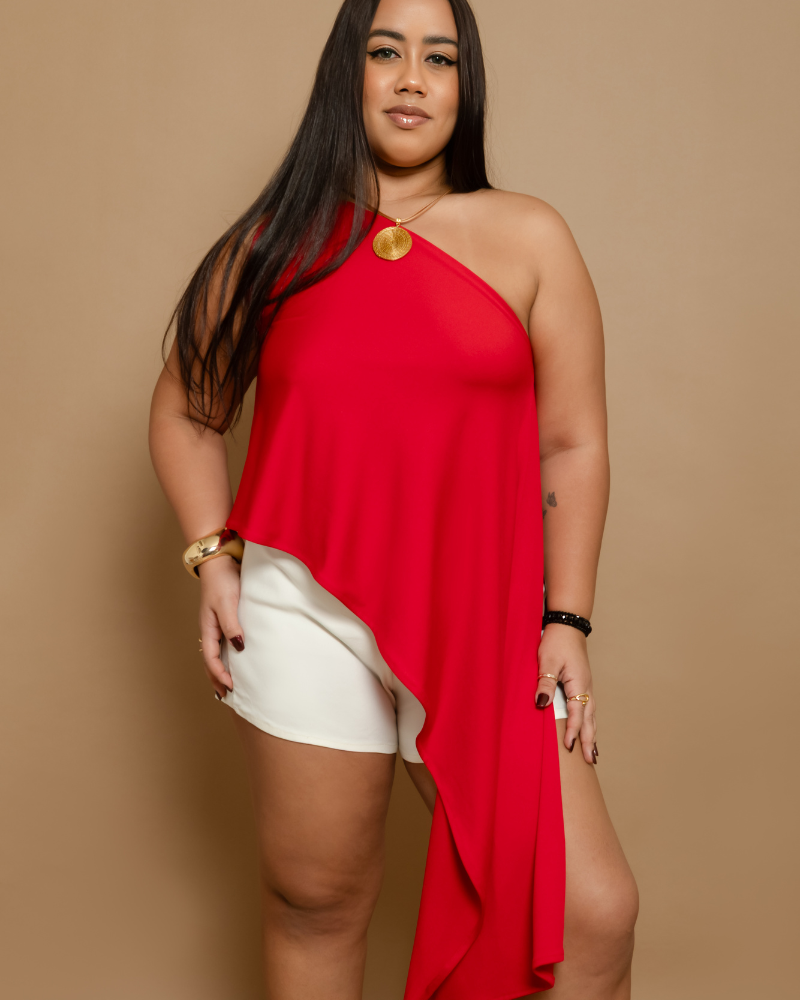 Blusa assimétrica intensa